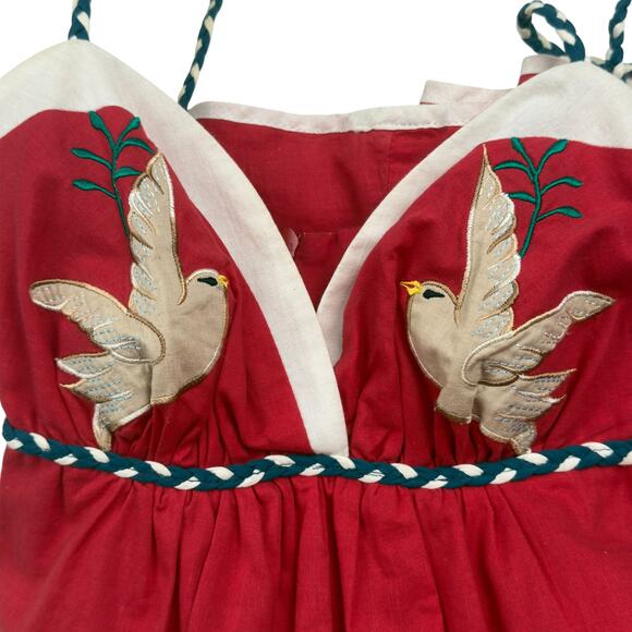 Voom by Joy Han Red Doves Mini Dress SMALL Y2K Rockabilly ASO Paris Hilton - Picture 5 of 7